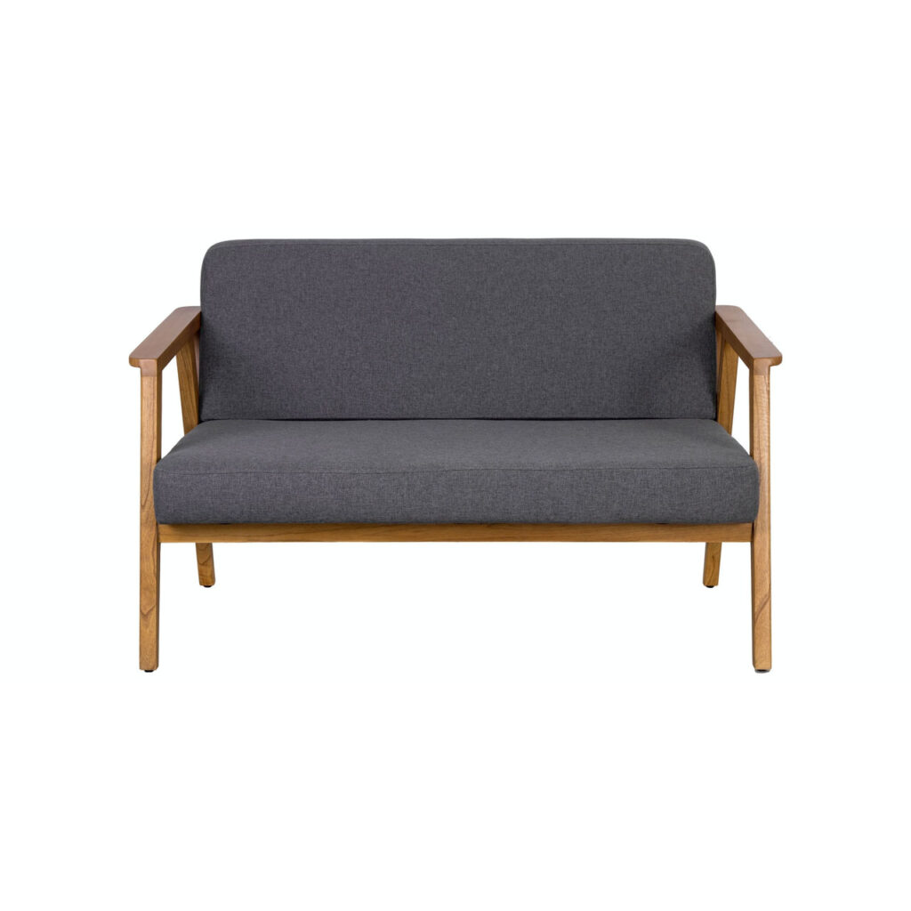 Sofa minimalis 2 dudukan Eton dari JatiBlora - abu-abu graphite, rangka kayu jati, cocok untuk apartemen