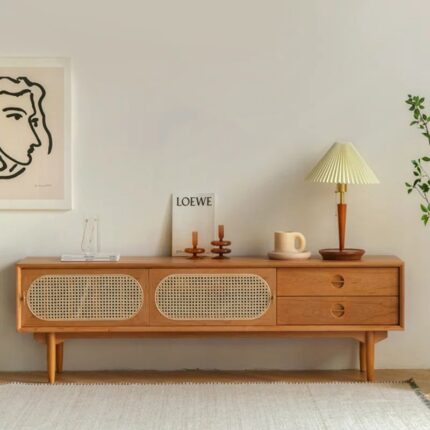 Bufet Minimalis Jati Rotan