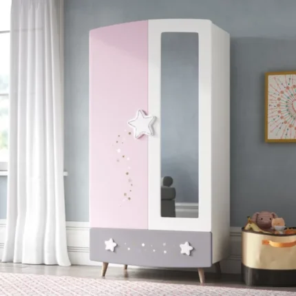 Lemari Kayu Anak Perempuan 2 Pintu Pink 600x600 1 1