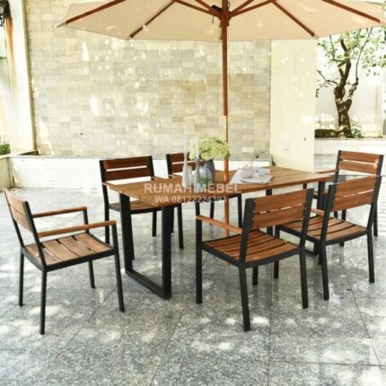 Meja Kursi Cafe Outdoor Minimalis untuk 6 Orang