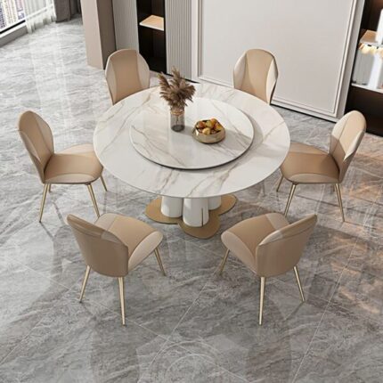 Meja Makan Marmer Bulat Putar 6 Kursi Mewah 600x600 1 1