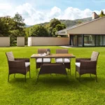 Meja Makan Rotan Sintetis Outdoor 4 Kursi 1 600x600 1 1