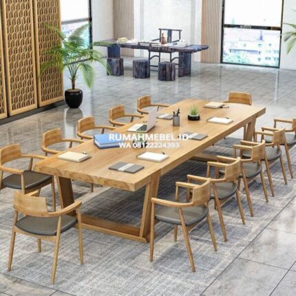 Meja Rapat Minimalis Kayu Jati Natural 12 Kursi 600x600 1 1