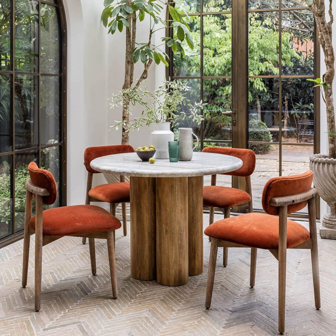 nelson solid mango wood marble dining table 1