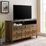 Rak TV Minimalis Kayu Jati Rustic 9 Laci