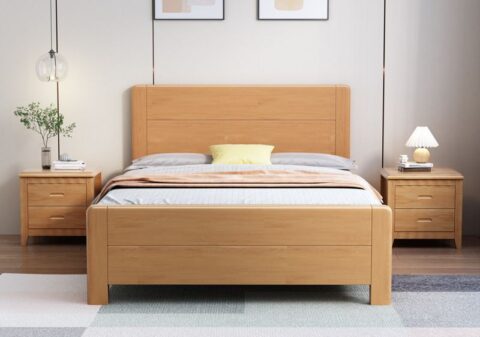 tempat tidur kayu minimalis dengan nakas set matching