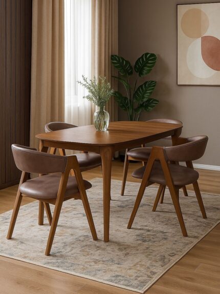 Meja Cafe Jati Minimalis 4 Kursi