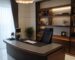 desain ruang kantor modern dengan furniture kayu