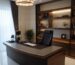 desain ruang kantor modern dengan furniture kayu