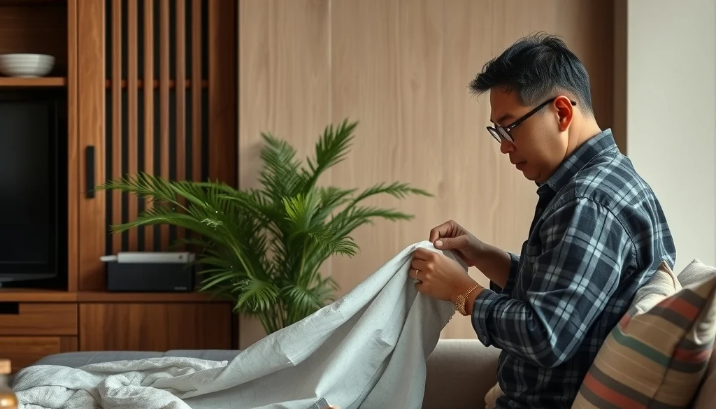 Perawatan furnitur jati dengan minyak kayu di ruang tamu minimalis modern
