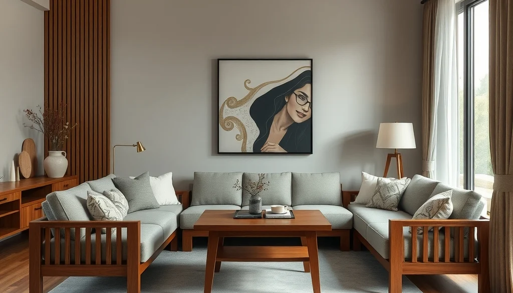 Ruang keluarga minimalis dengan furniture kayu jati multifungsi
