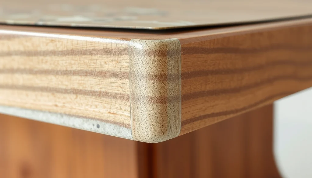 Detail sambungan batu alam dan rangka jati pada coffee table
