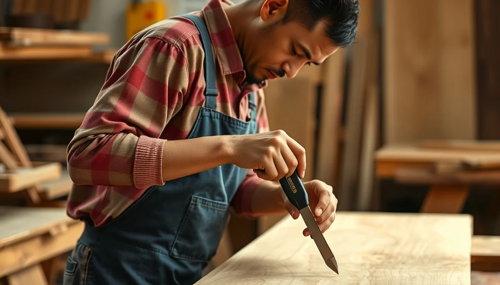 Pengrajin memeriksa kondisi papan kayu jati sebelum membuat furniture