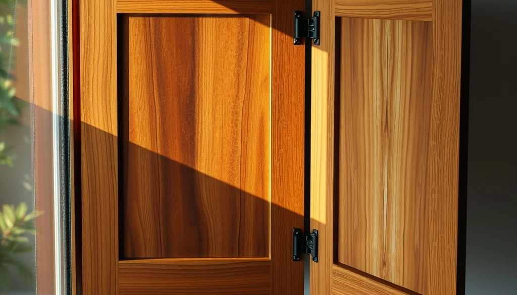 Serat dan variasi warna alami pada panel pintu furniture jati