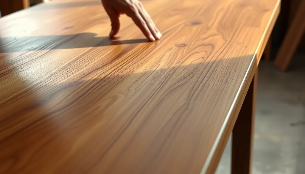 Pemeriksaan kehalusan finishing pada permukaan meja kayu jati