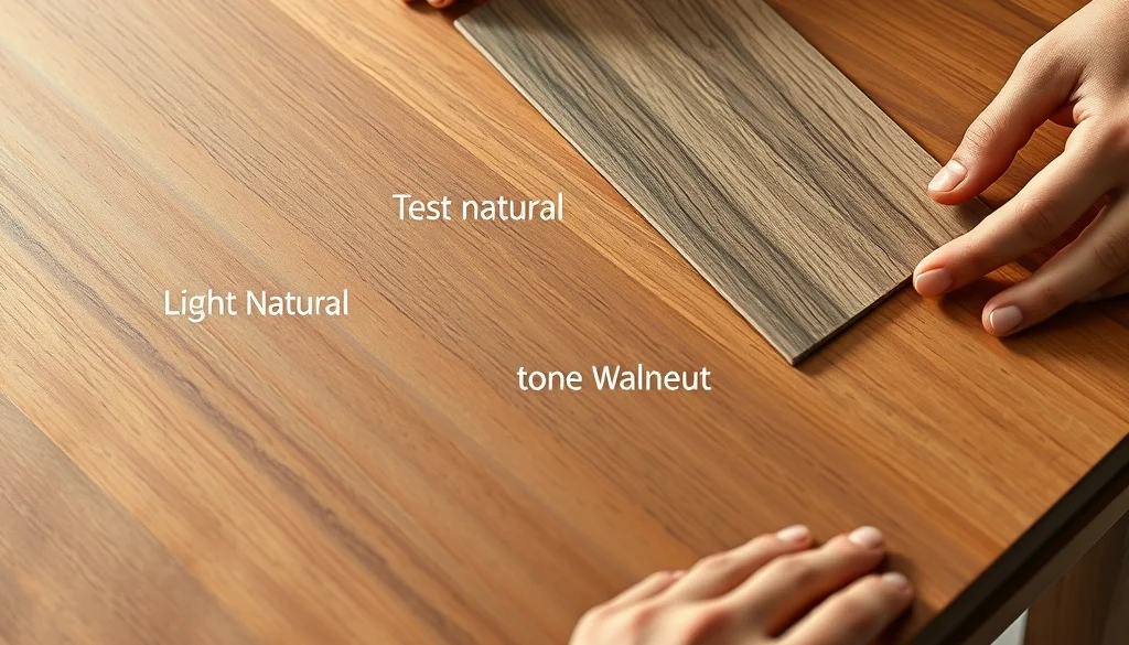 Sampel warna natural dan walnut pada permukaan kayu jati