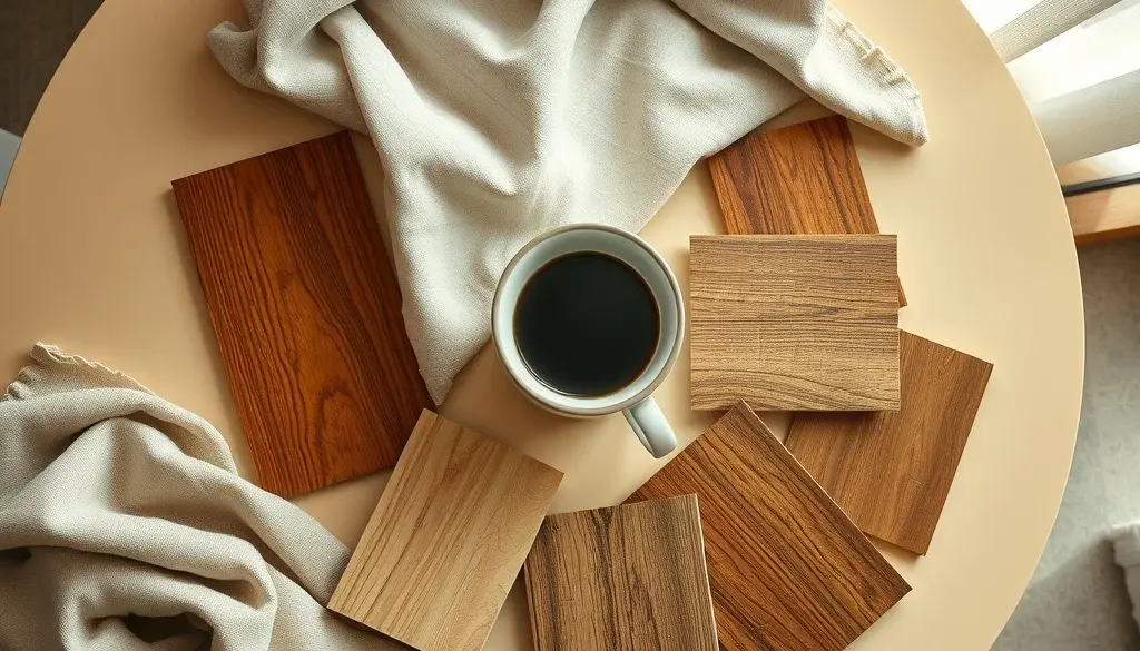 Contoh warna finishing natural pada papan kayu jati untuk interior Japandi